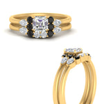Load image into Gallery viewer, pear-accent-black-diamond-asscher-cut-wedding-ring-set-in-FD9289ASGBLACK-ANGLE3-NL-YG
