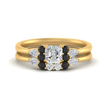 Load image into Gallery viewer, pear-accent-black-diamond-asscher-cut-wedding-ring-set-in-FD9289ASGBLACK-ANGLE3-NL-YG

