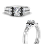 Load image into Gallery viewer, pear-accent-black-diamond-cushion-cut-wedding-ring-set-in-FD9289CUGBLACK-ANGLE3-NL-WG
