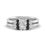 Load image into Gallery viewer, pear-accent-black-diamond-cushion-cut-wedding-ring-set-in-FD9289CUGBLACK-ANGLE3-NL-WG

