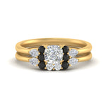 Load image into Gallery viewer, pear-accent-black-diamond-cushion-cut-wedding-ring-set-in-FD9289CUGBLACK-ANGLE3-NL-YG
