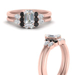 Load image into Gallery viewer, pear-accent-black-diamond-emerald-cut-wedding-ring-set-in-FD9289EMGBLACK-ANGLE3-NL-RG
