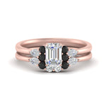 Load image into Gallery viewer, pear-accent-black-diamond-emerald-cut-wedding-ring-set-in-FD9289EMGBLACK-ANGLE3-NL-RG
