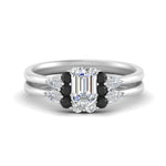 Load image into Gallery viewer, pear-accent-black-diamond-emerald-cut-wedding-ring-set-in-FD9289EMGBLACK-ANGLE3-NL-WG
