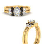 Load image into Gallery viewer, pear-accent-black-diamond-heart-shaped-wedding-ring-set-in-FD9289HTGBLACK-ANGLE3-NL-YG

