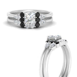 Load image into Gallery viewer, pear-accent-black-diamond-princess-cut-wedding-ring-set-in-FD9289PRGBLACK-ANGLE3-NL-WG
