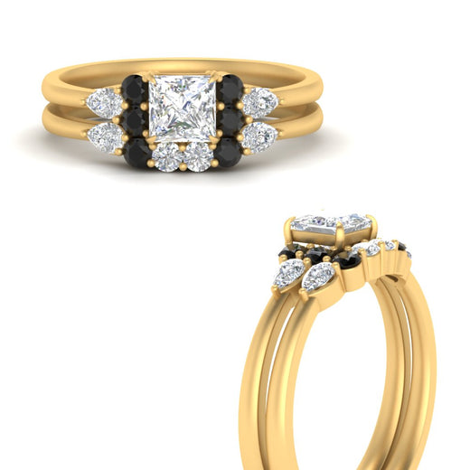 pear-accent-black-diamond-princess-cut-wedding-ring-set-in-FD9289PRGBLACK-ANGLE3-NL-YG