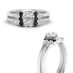 Load image into Gallery viewer, pear-accent-black-diamond-round-cut-wedding-ring-set-in-FD9289ROGBLACK-ANGLE3-NL-WG
