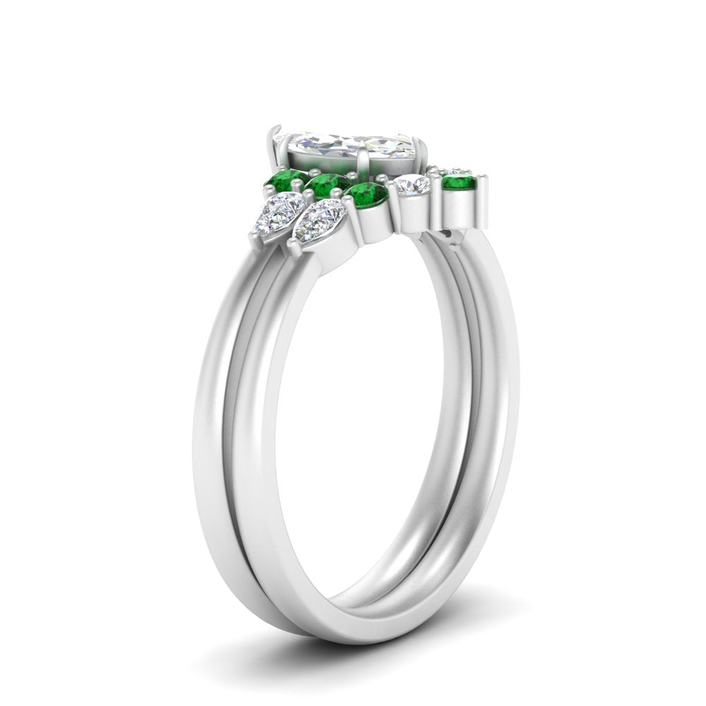 pear-accent-emerald-marquise-cut-wedding-ring-set-in-FD9289MQGEMGR-ANGLE3-NL-WG