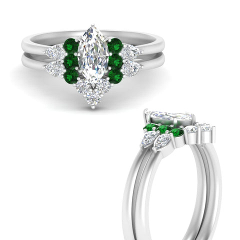 pear-accent-emerald-marquise-cut-wedding-ring-set-in-FD9289MQGEMGR-ANGLE3-NL-WG