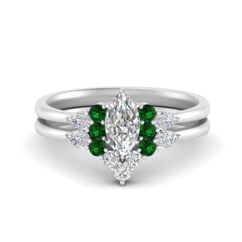 pear-accent-emerald-marquise-cut-wedding-ring-set-in-FD9289MQGEMGR-ANGLE3-NL-WG