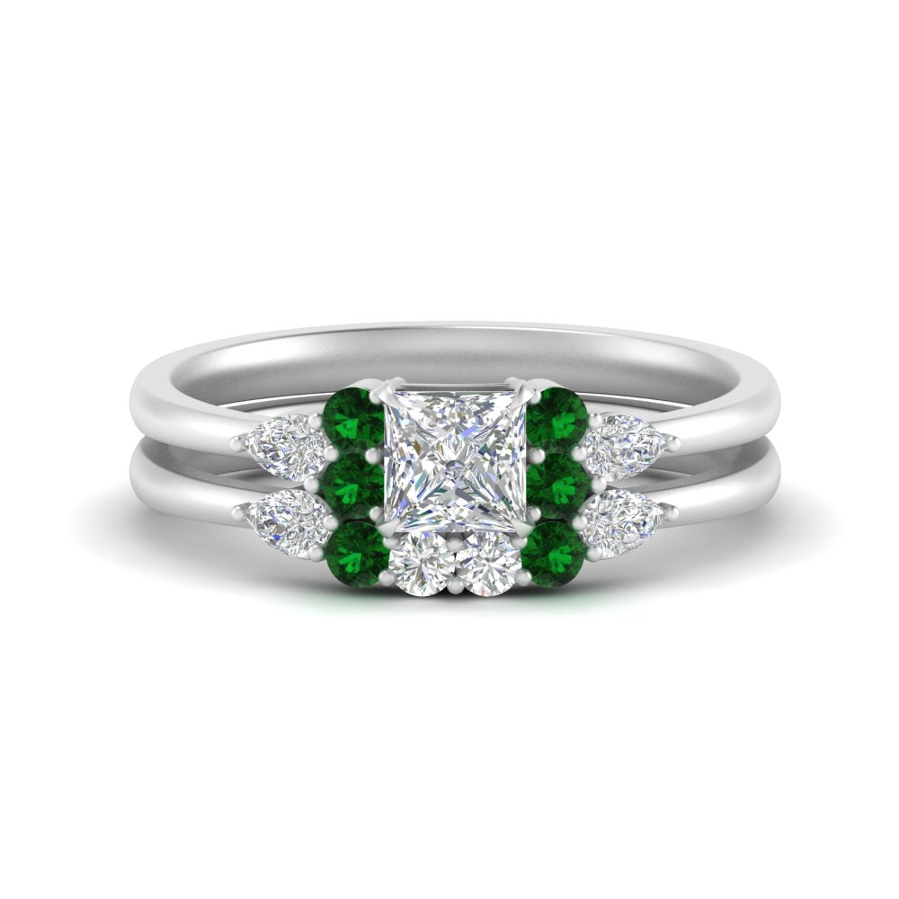 pear-accent-emerald-princess-cut-wedding-ring-set-in-FD9289PRGEMGR-ANGLE3-NL-WG