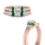 Load image into Gallery viewer, pear-accent-emerald-round-cut-wedding-ring-set-in-FD9289ROGEMGR-ANGLE3-NL-RG
