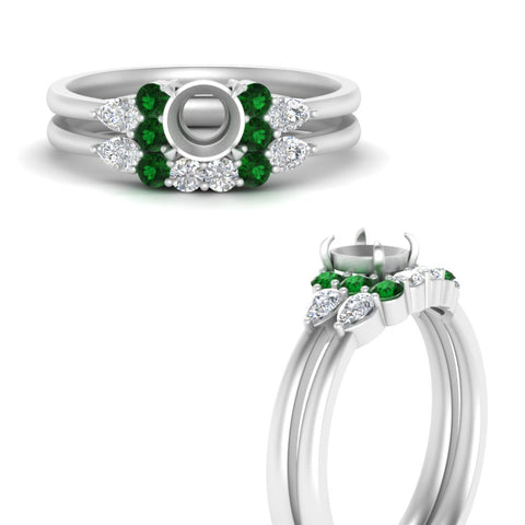pear-accent-emerald-semi-mount-wedding-ring-set-in-FD9289SMGEMGR-ANGLE3-NL-WG