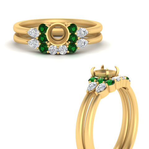 pear-accent-emerald-semi-mount-wedding-ring-set-in-FD9289SMGEMGR-ANGLE3-NL-YG