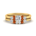 Load image into Gallery viewer, pear-accent-orange-sapphire-asscher-cut-wedding-ring-set-in-FD9289ASGSAOR-ANGLE3-NL-YG
