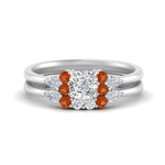 Load image into Gallery viewer, pear-accent-orange-sapphire-cushion-cut-wedding-ring-set-in-FD9289CUGSAOR-ANGLE3-NL-WG
