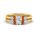 Load image into Gallery viewer, pear-accent-orange-sapphire-cushion-cut-wedding-ring-set-in-FD9289CUGSAOR-ANGLE3-NL-YG
