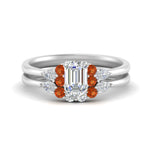 Load image into Gallery viewer, pear-accent-orange-sapphire-emerald-cut-wedding-ring-set-in-FD9289EMGSAOR-ANGLE3-NL-WG
