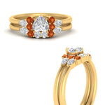 Load image into Gallery viewer, pear-accent-orange-sapphire-heart-shaped-wedding-ring-set-in-FD9289HTGSAOR-ANGLE3-NL-YG
