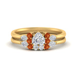 Load image into Gallery viewer, pear-accent-orange-sapphire-heart-shaped-wedding-ring-set-in-FD9289HTGSAOR-ANGLE3-NL-YG
