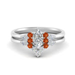 Load image into Gallery viewer, pear-accent-orange-sapphire-marquise-cut-wedding-ring-set-in-FD9289MQGSAOR-ANGLE3-NL-WG
