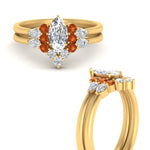 Load image into Gallery viewer, pear-accent-orange-sapphire-marquise-cut-wedding-ring-set-in-FD9289MQGSAOR-ANGLE3-NL-YG
