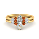 Load image into Gallery viewer, pear-accent-orange-sapphire-marquise-cut-wedding-ring-set-in-FD9289MQGSAOR-ANGLE3-NL-YG
