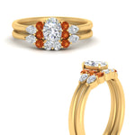 Load image into Gallery viewer, pear-accent-orange-sapphire-oval-shaped-wedding-ring-set-in-FD9289OVGSAOR-ANGLE3-NL-YG
