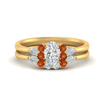 Load image into Gallery viewer, pear-accent-orange-sapphire-oval-shaped-wedding-ring-set-in-FD9289OVGSAOR-ANGLE3-NL-YG
