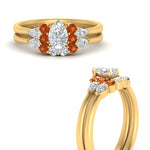 Load image into Gallery viewer, pear-accent-orange-sapphire-pear-shaped-wedding-ring-set-in-FD9289PEGSAOR-ANGLE3-NL-YG
