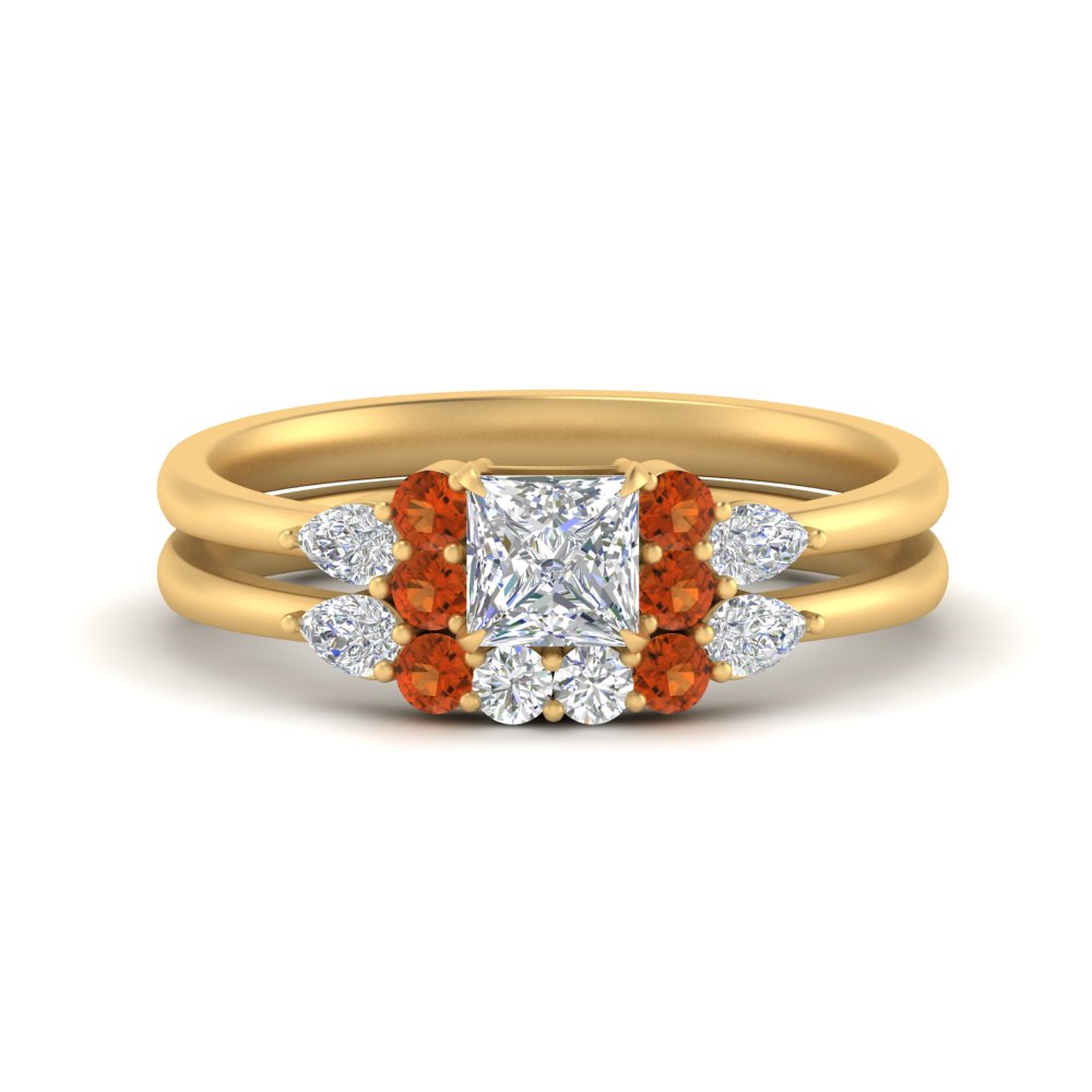 pear-accent-orange-sapphire-princess-cut-wedding-ring-set-in-FD9289PRGSAOR-ANGLE3-NL-YG
