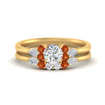 Load image into Gallery viewer, pear-accent-orange-sapphire-round-cut-wedding-ring-set-in-FD9289ROGSAOR-ANGLE3-NL-YG

