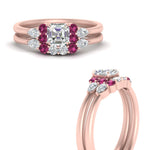 Load image into Gallery viewer, pear-accent-pink-sapphire-asscher-cut-wedding-ring-set-in-FD9289ASGSADRPI-ANGLE3-NL-RG
