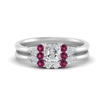 Load image into Gallery viewer, pear-accent-pink-sapphire-asscher-cut-wedding-ring-set-in-FD9289ASGSADRPI-ANGLE3-NL-WG
