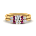 Load image into Gallery viewer, pear-accent-pink-sapphire-asscher-cut-wedding-ring-set-in-FD9289ASGSADRPI-ANGLE3-NL-YG
