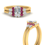 Load image into Gallery viewer, pear-accent-pink-sapphire-emerald-cut-wedding-ring-set-in-FD9289EMGSADRPI-ANGLE3-NL-YG
