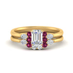 Load image into Gallery viewer, pear-accent-pink-sapphire-emerald-cut-wedding-ring-set-in-FD9289EMGSADRPI-ANGLE3-NL-YG
