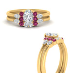 Load image into Gallery viewer, pear-accent-pink-sapphire-oval-shaped-wedding-ring-set-in-FD9289OVGSADRPI-ANGLE3-NL-YG
