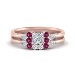 Load image into Gallery viewer, pear-accent-pink-sapphire-princess-cut-wedding-ring-set-in-FD9289PRGSADRPI-ANGLE3-NL-RG
