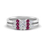 Load image into Gallery viewer, pear-accent-pink-sapphire-princess-cut-wedding-ring-set-in-FD9289PRGSADRPI-ANGLE3-NL-WG
