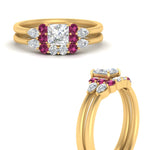 Load image into Gallery viewer, pear-accent-pink-sapphire-princess-cut-wedding-ring-set-in-FD9289PRGSADRPI-ANGLE3-NL-YG
