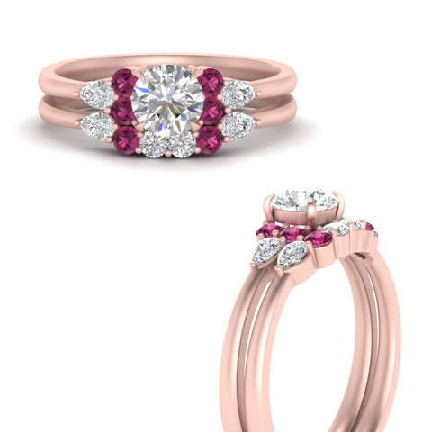 pear-accent-pink-sapphire-round-cut-wedding-ring-set-in-FD9289ROGSADRPI-ANGLE3-NL-RG