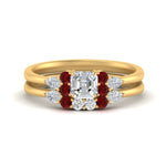 Load image into Gallery viewer, pear-accent-ruby-asscher-cut-wedding-ring-set-in-FD9289ASGRUDR-ANGLE3-NL-YG
