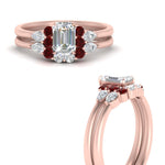 Load image into Gallery viewer, pear-accent-ruby-emerald-cut-wedding-ring-set-in-FD9289EMGRUDR-ANGLE3-NL-RG

