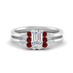 Load image into Gallery viewer, pear-accent-ruby-emerald-cut-wedding-ring-set-in-FD9289EMGRUDR-ANGLE3-NL-WG
