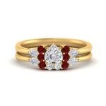 Load image into Gallery viewer, pear-accent-ruby-heart-shaped-wedding-ring-set-in-FD9289HTGRUDR-ANGLE3-NL-YG
