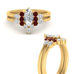 Load image into Gallery viewer, pear-accent-ruby-marquise-cut-wedding-ring-set-in-FD9289MQGRUDR-ANGLE3-NL-YG
