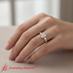 Load image into Gallery viewer, pear-accented-3-row-engagement-ring-yellow-gold-fdenr9982-model
