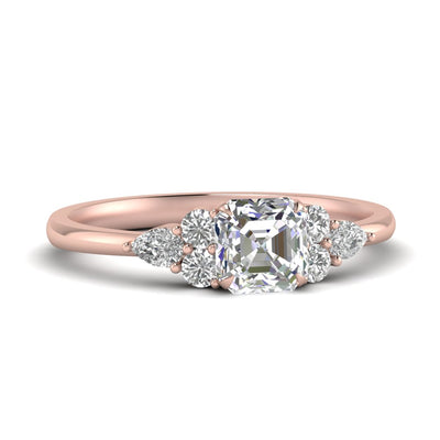 Pear Accented Simple Asscher Cut Engagement Ring